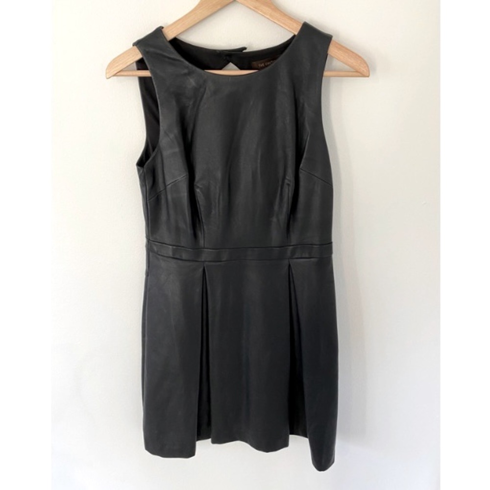 Black Vegan Leather A-line Dress